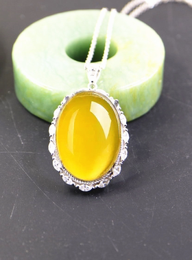 纯银镶嵌琥珀蜜蜡吊坠空托