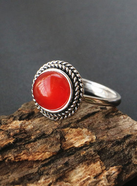 纯银镶嵌蜜蜡琥珀戒指空托