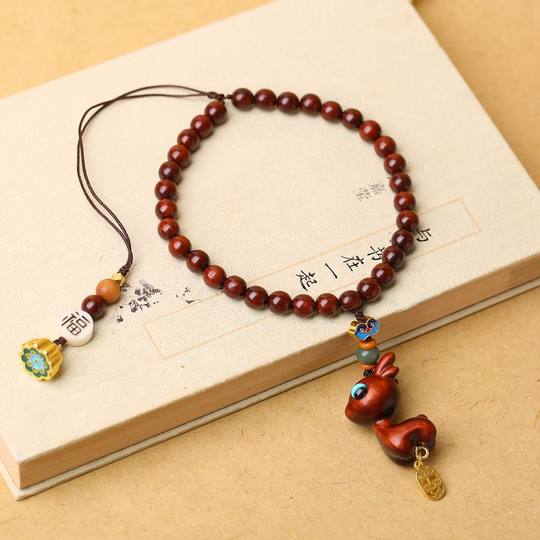 檀木小鹿一路汽车挂件后视镜可爱车内吊坠男女士创意车载挂饰