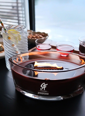 外贸大号船型香薰蜡烛大豆蜡玻璃杯带盖子浪漫伴手礼家居香薰摆件