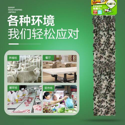 100条绿叶粘蝇彩带条粘苍蝇纸灭粘蝇纸灭蝇粘蝇条强力家用可悬挂 - 图0