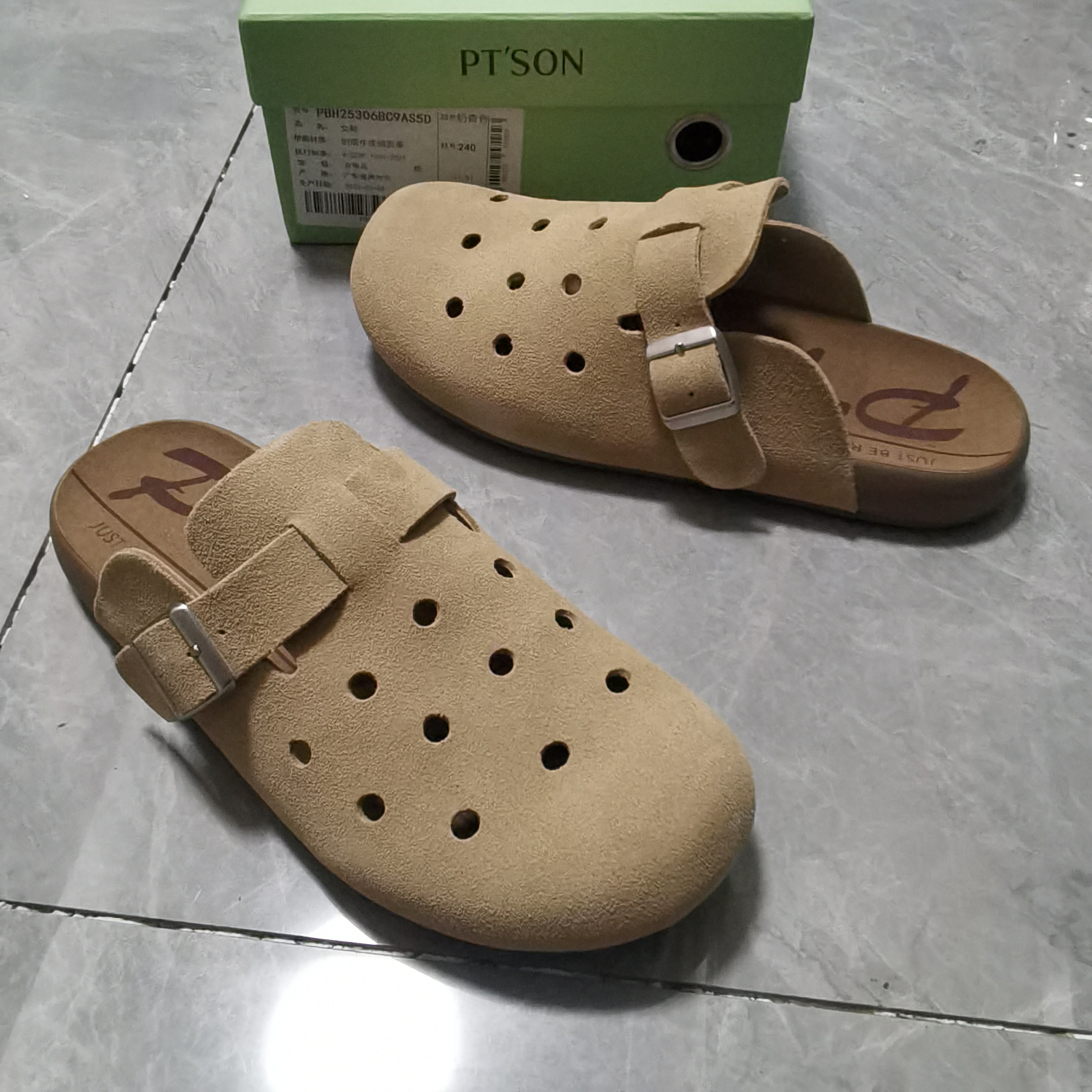 商场同款春款新款勃肯鞋女鞋厚底女鞋包头拖鞋女鞋凉鞋女鞋 25306 - 图1