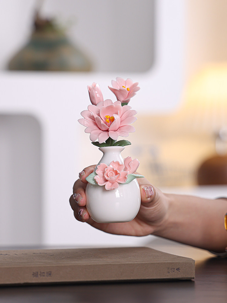新中式陶瓷花瓶摆件家居客厅电视柜玄关装饰品创意桌面水培小花插,淘宝优惠券,粉丝福利购,淘宝优惠卷