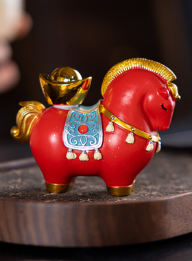 马年马上有钱旋转招财茶宠摆件