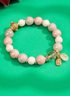 北京香灰手串十全十美九尾狐手串绿度母香灰瓷琉璃金箔粉水晶女