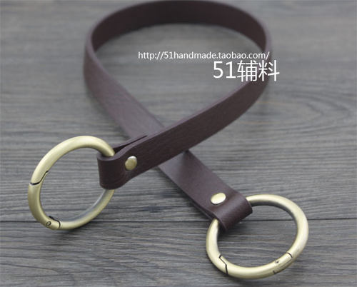 59cm长古扫色弹簧开口圈深咖啡咖啡色三口包空气包包带配件51辅料 - 图3