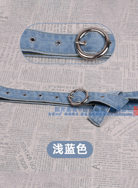 牛仔连衣裙的腰带女圆扣牛仔布腰