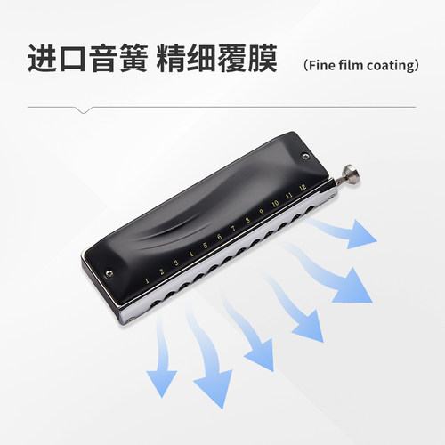 JDR嘉德瑞半音阶口琴 GM-0648 初学推荐包邮送教程视频成人口琴 - 图1