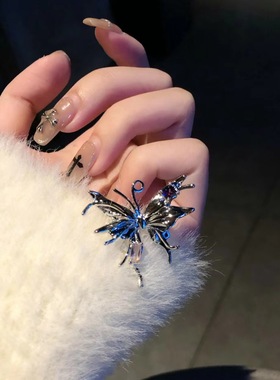 金属大蝴蝶夸张戒指女时尚个性冷淡风小众高级感独特装饰食指戒