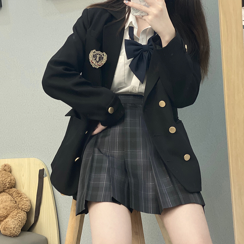 花千猪原创 星屿高西服DK/JK制服 日系男女学院风双排扣西装外套 - 图1