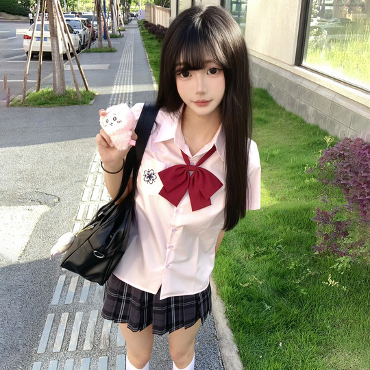 花千猪原创 寒鸦格裙  jk制服校供感a字型百褶裙灰黑格百搭款jk裙