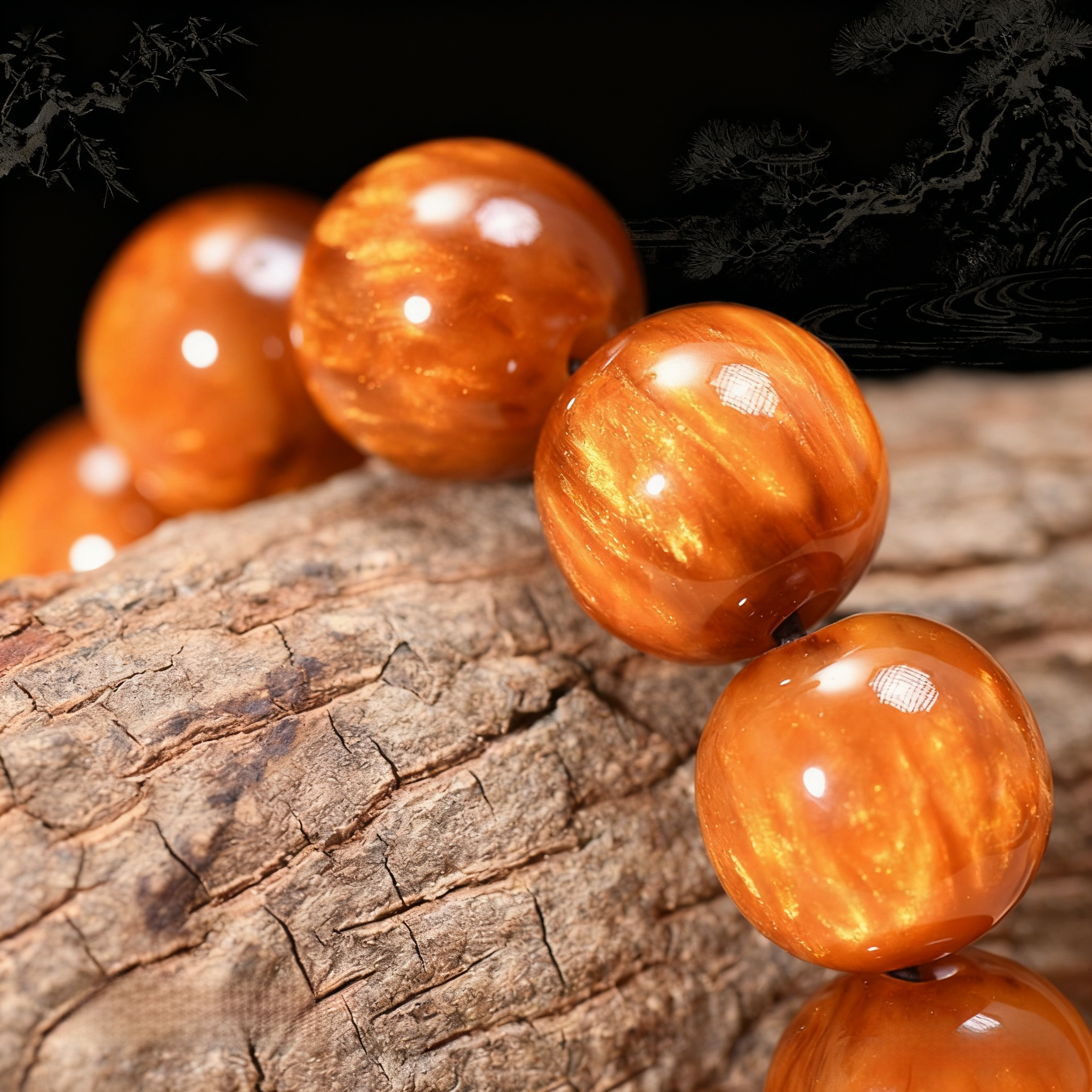 金丝海柳手串男女佛珠文玩情侣念珠三代粉压合成地摊古董手链批发 - 图2