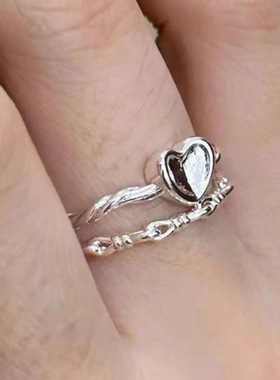 简约女款戒指设计小众甜心扭纹编织戒指爱心戒指简约指环