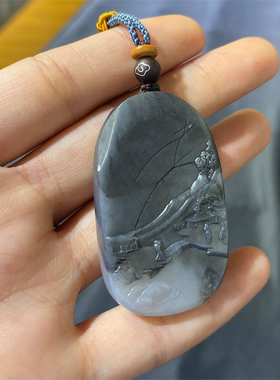 新疆青花籽料平安扣手把件戒指