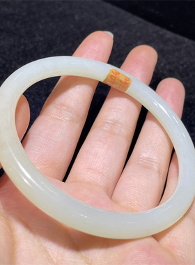 小石头和田玉白玉山料手镯