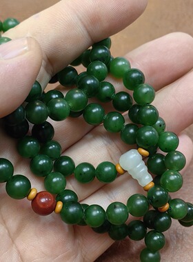 情人节福利～菠菜绿碧玉籽料手链项链