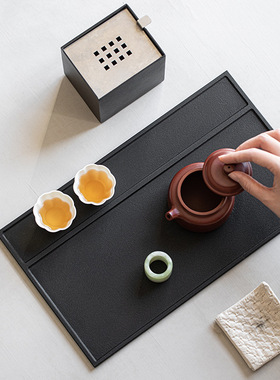 乌金石茶盘天然原石茶盘小茶台干泡盘茶具收纳盘家居摆件