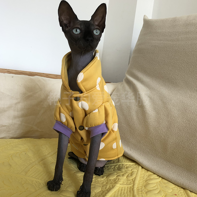 无毛猫斯芬克斯德文东短衣服宠物猫卫衣秋冬款加绒保暖开衫定制 - 图0