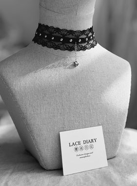 FG暗黑系哥特朋克铆钉亚文化复古少女锁骨链项链颈链蕾丝镂空项圈