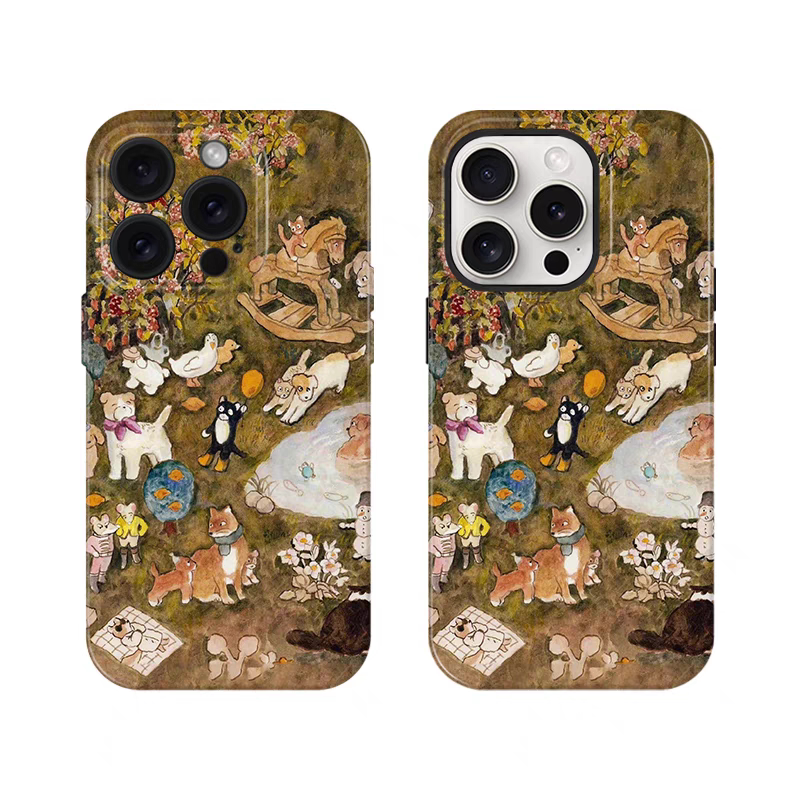 油画动物乐园 适用iPhone15pro/14p手机壳华为nova12畅享60pro软OPPOreno9vivos18可爱IQOO10小米13/14保护套