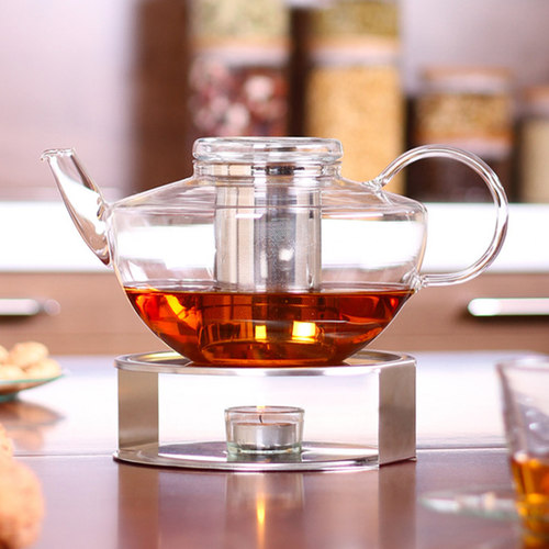 日本进口KINTO茶壶加热底座 不锈钢蜡烛台玻璃杯保温座花茶暖茶炉 - 图2