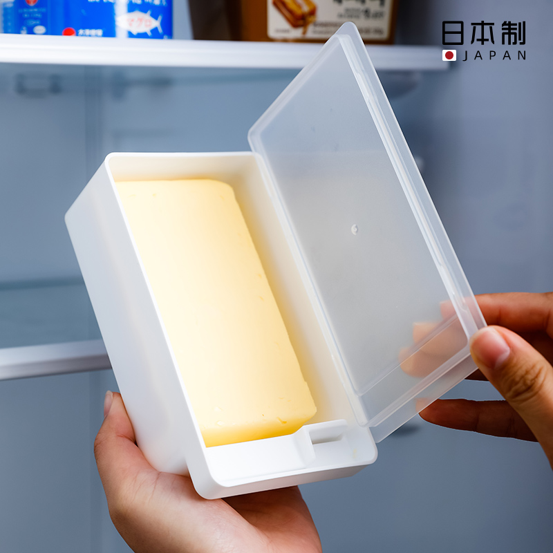 日本进口黄油切割储存盒冰箱奶酪芝士片保鲜盒收纳牛油乳酪切块器