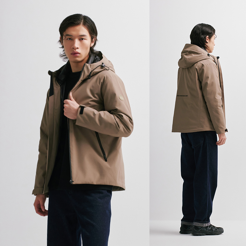 千仞岗轻暖羽绒服男短款连帽秋冬加厚保暖防风防水外套