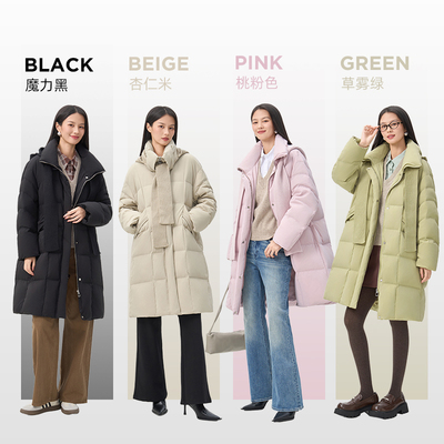 千仞岗秋冬长款羽绒服针织围巾帽