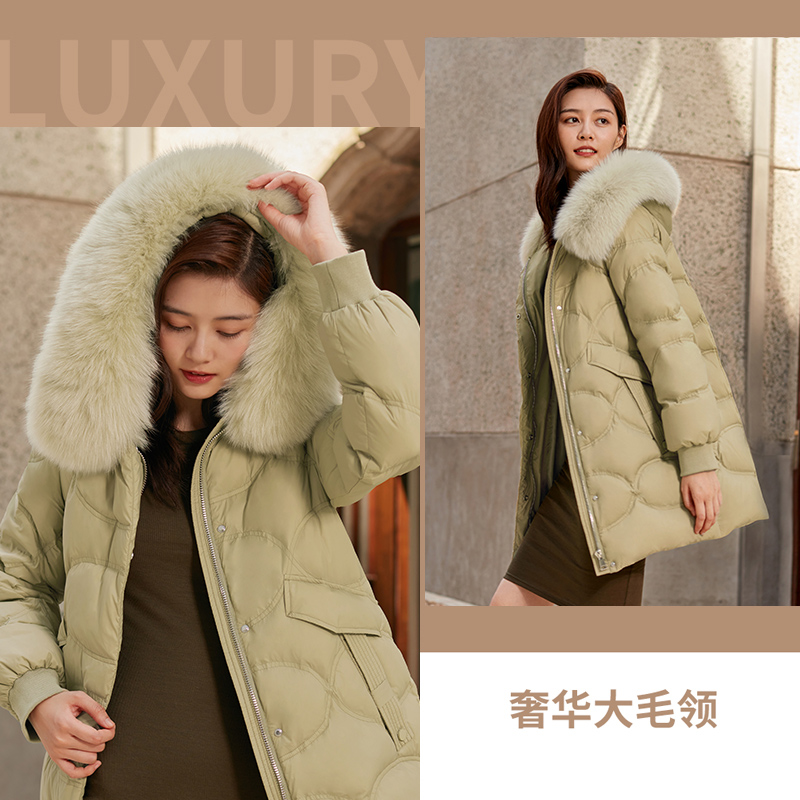 Y269762Y 2021 千仞岗 冬季新款中长款狐狸毛领连帽加厚保暖羽绒服 Y269762Y 2021 千仞岗 冬季新款中长款狐狸毛领连帽加厚保暖羽绒服