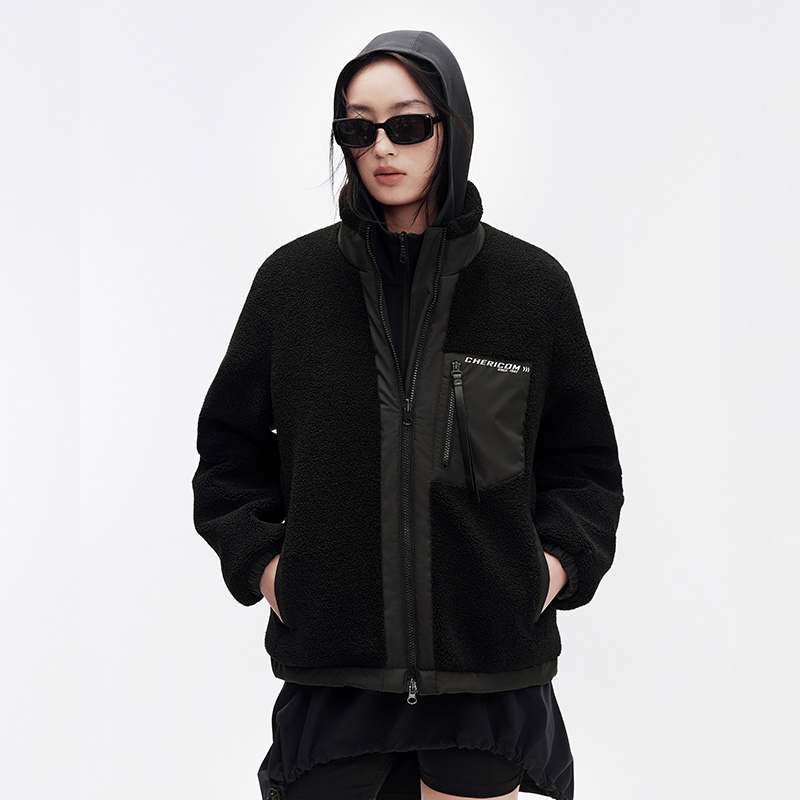 千仞岗秋季短款羊羔绒正反双面穿情侣男女同款羽绒服外套