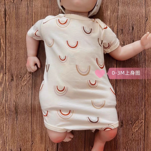 凉感加拿大lou夏款0-2岁新生婴儿天丝棉轻薄柔软短袖包屁衣三角爬 - 图2