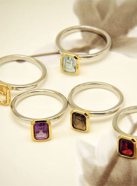 闺蜜屋北欧极简天然石榴石戒指