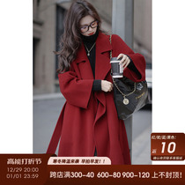 (Spot) May is cooked -- Donghton 2 0 -- New Years red coat jacket woman wool cashmere double face