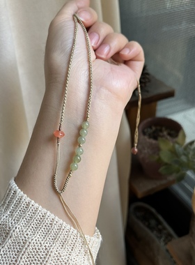 手工编织精致和田玉平安扣佛锁黄金等吊坠项链绳女饰品百搭高级