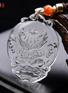 白水晶桃花狐狸九尾狐吊坠旺爱情