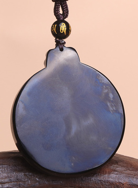 黑曜石九宫八卦咒轮牌吊坠情侣