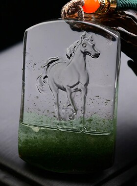 绿幽灵生肖马无事牌吊坠马到成功