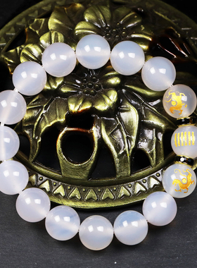 五行缺金补金喜用金手链白色玛瑙