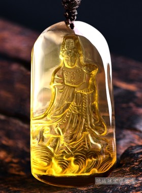 黄水晶妈祖吊坠湄洲妈祖海神天后