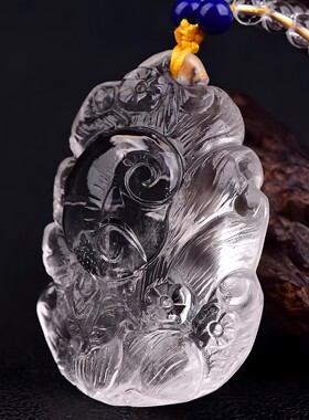 水晶九尾狐狸吊坠灵狐白狐狸饰品