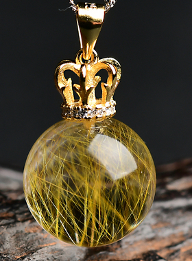 天然金发晶转运珠项链单珠女挂链