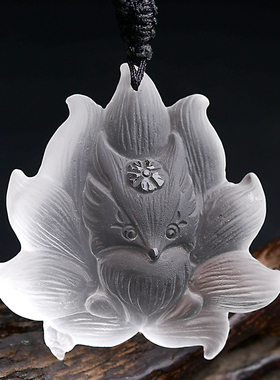 天然白水晶九尾狐男女小狐狸吊坠