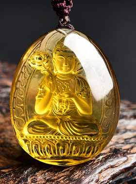 天然橘黄水晶大势至菩萨属马生肖