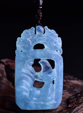 天然海蓝宝水晶九尾狐小狐狸定制