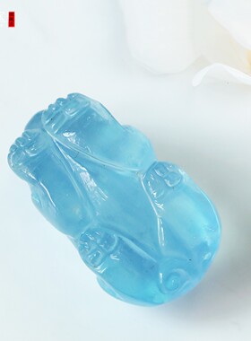 海蓝宝貔貅吊坠貔貅蓝水晶手机挂