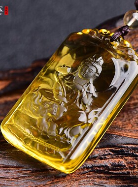 黄水晶文殊菩萨本命佛生肖兔吊坠