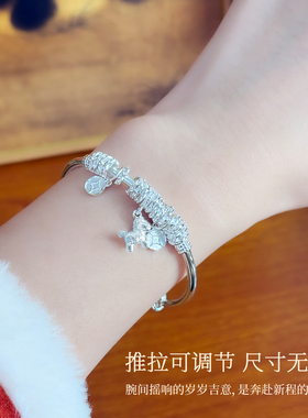 纯银9999盘缠银手镯（一物一证）