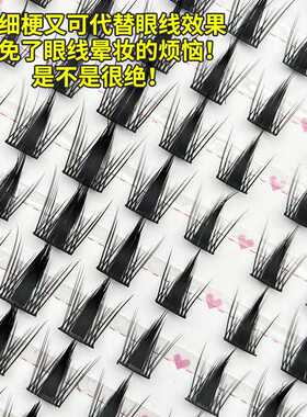 10排大容量孔雀鱼假睫毛中柱加粗浓密假睫毛单簇分段懒人睫毛