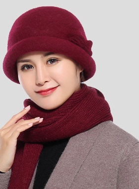 紫伊兔毛女休闲风冬季短檐保暖帽
