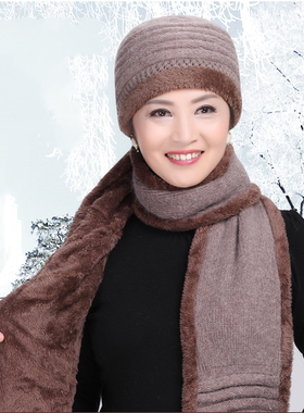 中老年人兔毛保暖帽子女